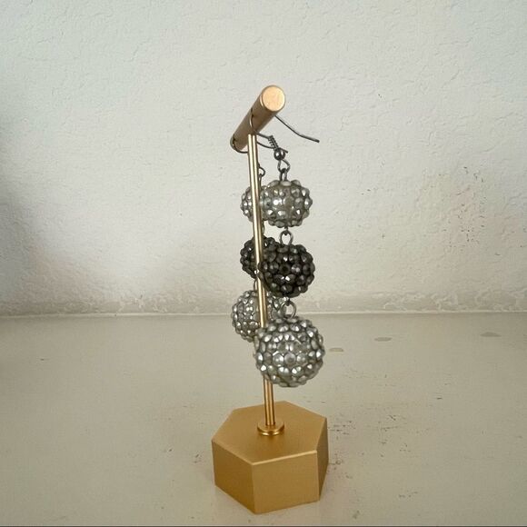 bling ball 3 tier drop earrings - Picture 4 of 11